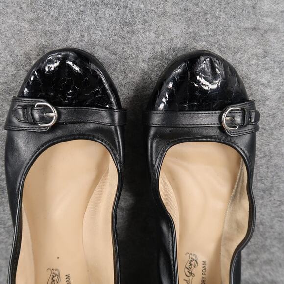 Faded Glory Shoes Womens 9 Ballet Flats Comfort Memory Foam Black Slip On Casual - Picture 7 of 12